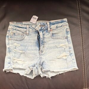 American Eagle Outfitters Light Blue Distressed Jean Shorts